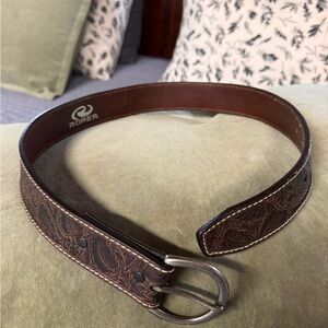 Roper Brown Embossed Leather Belt